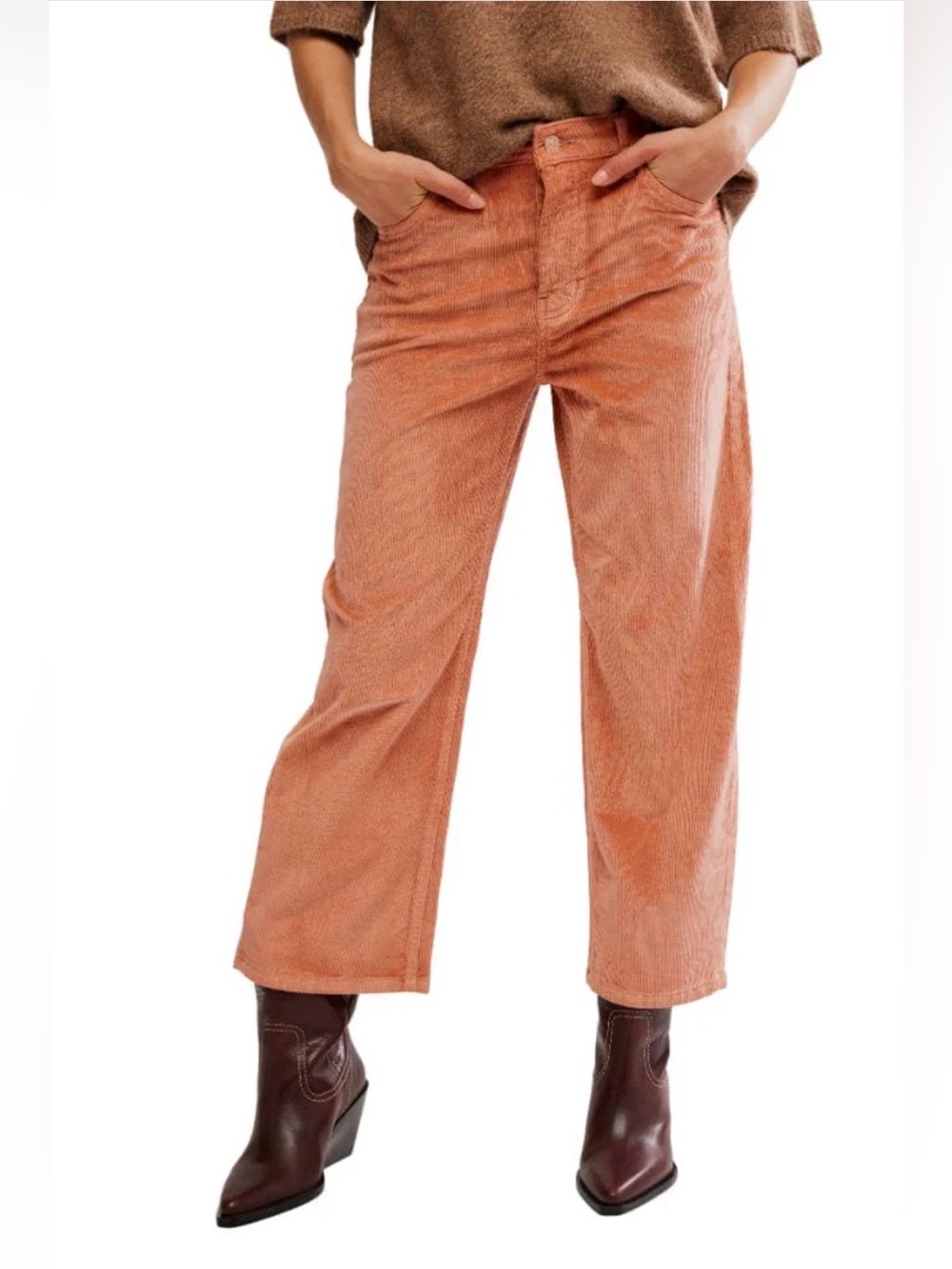 FREE PEOPLE "Deep Trance" corduroy wide-leg ankle pants size 29